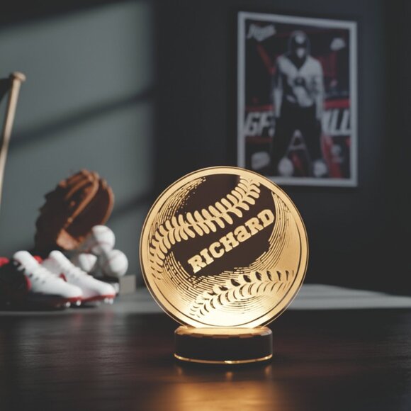 Personalized Baseball LED Night Light for Sports Fans - Picture 8 of 8